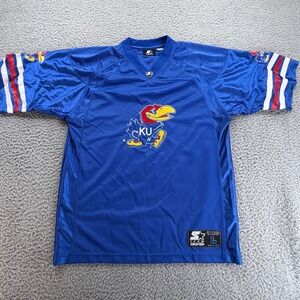 Starter Kansas Jayhawks Jersey Blue Mesh V-Neck Vintage NCAA Women Large